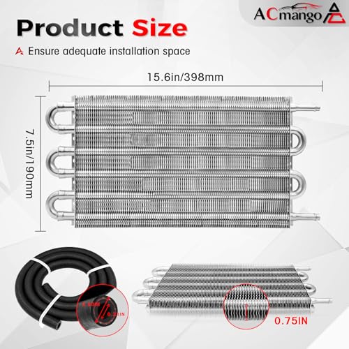 6 Pass Ultra-Cool Tube and Fin Transmission Cooler - color: Silver, size: 6-pass