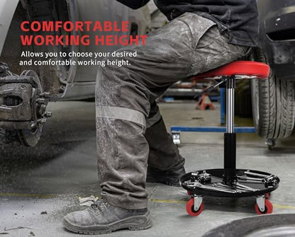 MaxWorks 80771 Pneumatic Roller Seat/Creeper with Adjustable Height - 300 lb Capacity - style: Adjustable