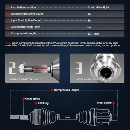KELOKE CV Axle Shaft Assembly Compatible with Dodge & Ram - size: 66-3404