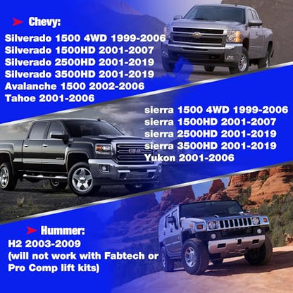 KSP Sway Bar End Link for 4-6" Lifted Silverado Sierra 2500HD 3500HD, Aftermarket Extended Stabilizer Bar Link Kits Connect Lower Arm,Adjustable Sway Bar Link fit Tahoe Avalanche 1500 Yukon 4-6in Lift - color: 2001-2019 Silverado Sierra 2500HD 3500HD, siz