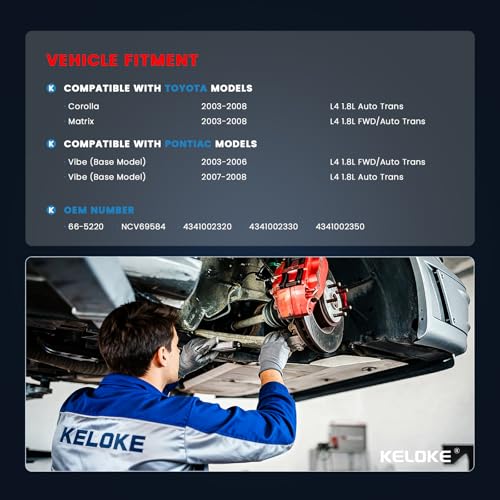 KELOKE CV Axle Shaft Assembly Compatible with Toyota & Pontiac - size: 66-5220