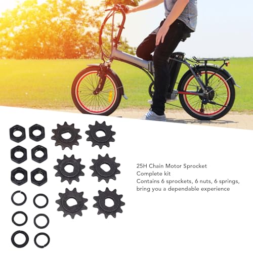25H Chain Motor Sprocket Kit, 11T Reliable Metal with D Hole Nut and Spring, 10mm Inner Diameter for Motorcycle Dirt Bike ATV, 6 Pack Stable Performance Sprocket Set.