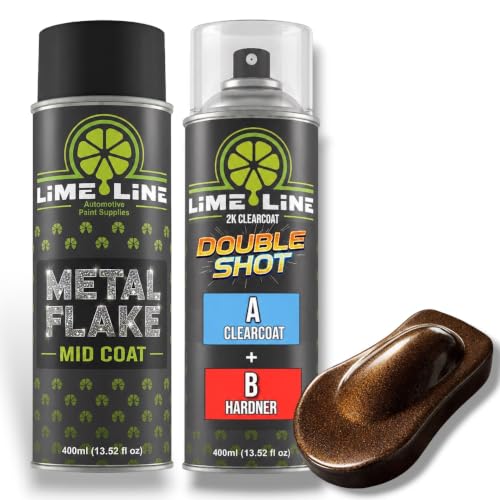 LiME LiNE Metal Flake Midcoat Automotive Grade Sparkle Spray Paint - No Equipment Needed - Finish with 2K Clearcoat (Rootbeer Brown, 2. Spray Paint + 2K Clearcoat) - color: Rootbeer Brown
