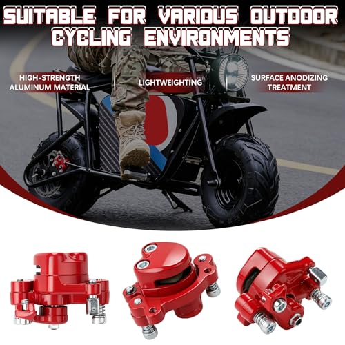 Mini Bike Rear Brake Caliper with Brake Pads for Coleman CT100U CC100X RB100 B100 Baja DB30 Dirt Bug Motovox MBX10 MBX11 105cc 99cc 97cc 79cc 2.5hp 2.8hp Monster Moto MMB-80 MM-B105 Parts （RED） - color: RED