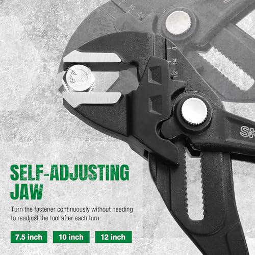 SK Pliers Wrench Set, Adjustable Parallel Smooth Jaw, 6'', 7.5'', 10''&12'' - size: 6-inch, 7.5-inch, 10-inch, 12-inch Set
