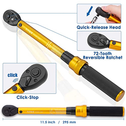 YIYEIE 1/4 Inch Drive Bike Torque Wrench, 1-25 Nm (10-222.5 in.lb) - size: 1/4″ 27PCS