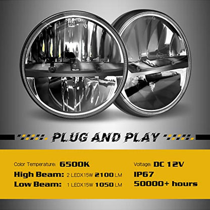 WHDZ 7 Inch Round Led Headlight for Wrangler Cj Jk Tj Motorcycle Offroad Vehicles