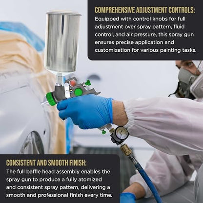 TCP Global Professional HVLP Spray Gun 2.5mm - Gravity Feed Auto Paint Gun - size: 2.5mm