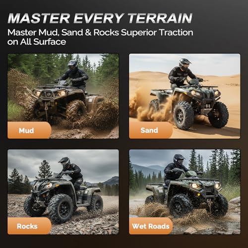 TUFFIOM Set of 4 ATV UTV All-terrain Tires 27x9-12 Front & 27x11-12 Rear, 6 PR, Tubeless - size: 27x9-12 & 27x11-12