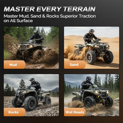 TUFFIOM Set of 4 ATV UTV All-terrain Tires 27x9-12 Front & 27x11-12 Rear, 6 PR, Tubeless - size: 27x9-12 & 27x11-12