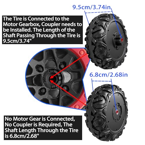 2 Pack 30CM/11.8'' PU Solid EVA Foam Tire for Power Wheels,1.2CM/0.47in Aperture Front/Rear Gator Alligator Wheel for SUV/UTV/ATV Ride On Car Replacement Tires Upgrade,Free Coupler (11.8in tires) - size: 11.8in