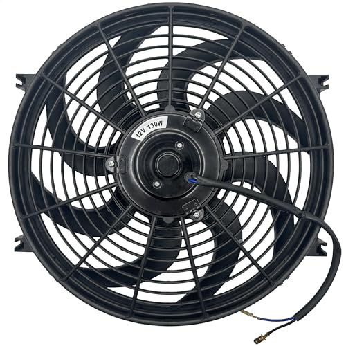 Upgraded 130 Watt Motor Reversible Electric Auto Engine Fan 12 Volt Radiator Condenser Cooling High Performance Air Flow Power CFM for Car Truck (15" Inch) - color: Black, size: 15" Inch