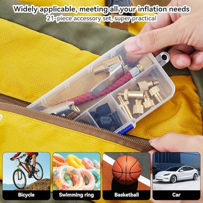 DDJ Bicycle Presta Schrader Valve Adapter, Brass DV AV SV Converter, Air Chuck Quick Connect, Inflation Needle, Air Pump Needle Set Suitable for All Bicycles, Sports Balls and Inflatable Equipment