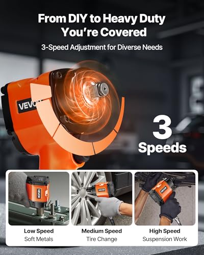 VEVOR 1/2-Inch Air Impact Wrench, Up to 738 ft-lbs Nut-busting Torque, Stubby Size & Lightweight Pneumatic Impact Gun for Auto Repairs and Maintenance - size: 5.9 x 7.1 x 2.4 in, style: 1/2" Stubby Size