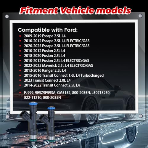 4-Pack Fuel Injectors Set | Compatible with Ford Escape Fusion Transit Connect Lincoln MKZ Mazda Tribute Mercury Milan Mariner 2.5L L4| Replaces FJ999 9E5Z9F593A CM5152 - size: 4 X FJ999