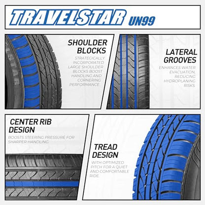 Set of 4 (Four) Travelstar UN99 215/60R16 95H All Season Radial Car Tire - size: 215/60R16 95H