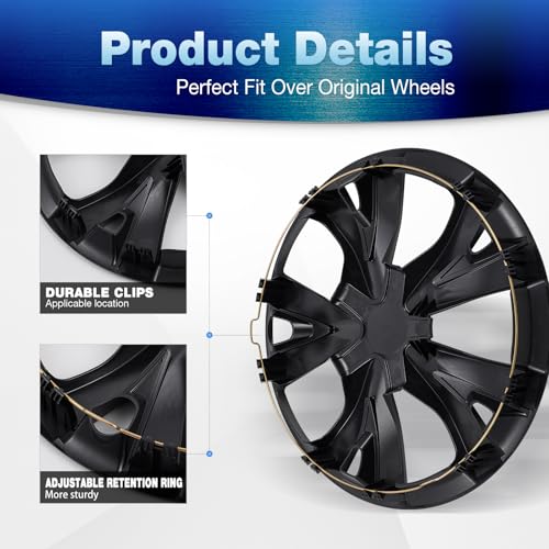 16inch Hubcaps Wheel Covers for 2016-2026 Honda Civic Sedan - color: Black