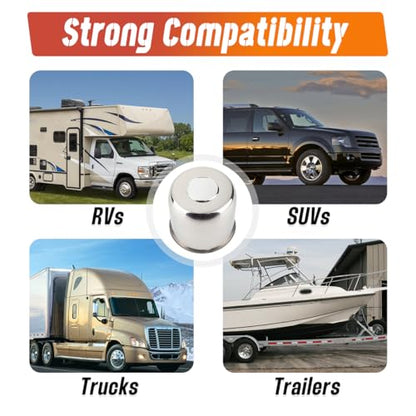 2 Pack 4.88" Push Through Trailer Wheel Center Caps & Lug Nuts - color: Mirror Polished