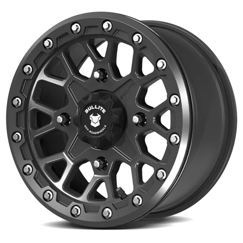 Bullite Wheels BT-05 Rider UTV ATV Wheel Satin Black Rims and Satin Black Beadlock 14x7, 4x156 Bolt Pattern, 5+2 Offset, Compatible with Polaris RZR 1000 XP/Ranger XP 900/1000 - color: Satin Black Rim and Satin Black Beadlock, size: 14x7, 5+2 Offset, 4x15
