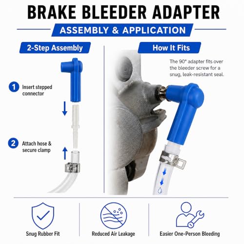 Brake Bleeder Kit with One-Way Check Valve and Clear Hose for Cars - size: Bleeder Hose