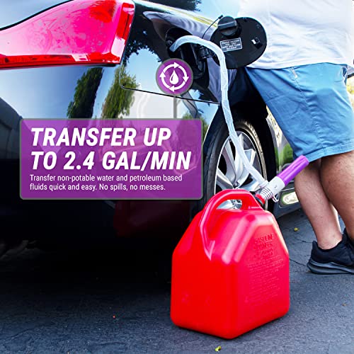 TERA PUMP Automatic Fuel Transfer Pump, 3X More Powerful Battery Operated, Auto-Stop Sensor, No Spills, 2ft Hose, Portable & Powerful Flow Rate at 2.4 GPM For Gas, Diesel (2 D Batteries, Not Included) - style: Auto Stop Pump (D)
