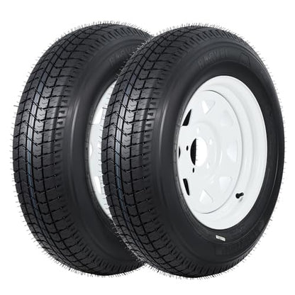 Heavy Duty Trailer Tire & Wheel Assembly - ST205/75D15, 6PR Load Range C, 5 Lug 15" White Modular Rim - For Utility, Boat, Camper Trailers - PCD 114.3x5, Center Hole 81, ET=0 - size: ST205/75D15