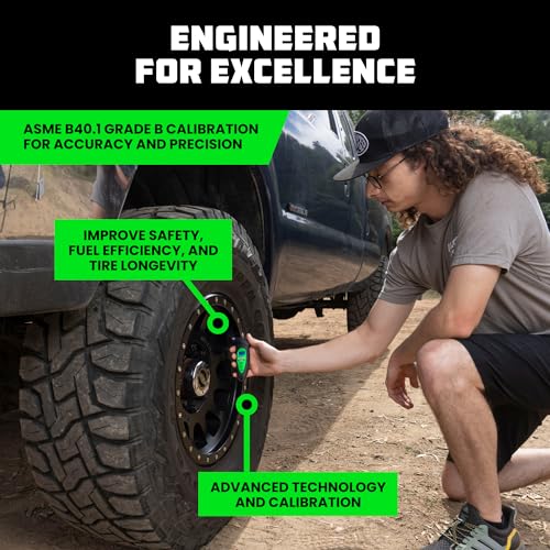 Rhino USA Digital Tire Pressure Gauge (150 PSI) - LCD Backlit Display - color: Green, size: 150 PSI