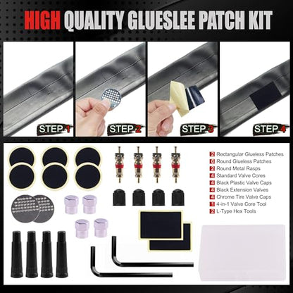 AWELCRAFT 108-Piece Tire Repair Kit – T-Handle Tools with Valve Kit & Case - size: 108 Piece Repair Kit