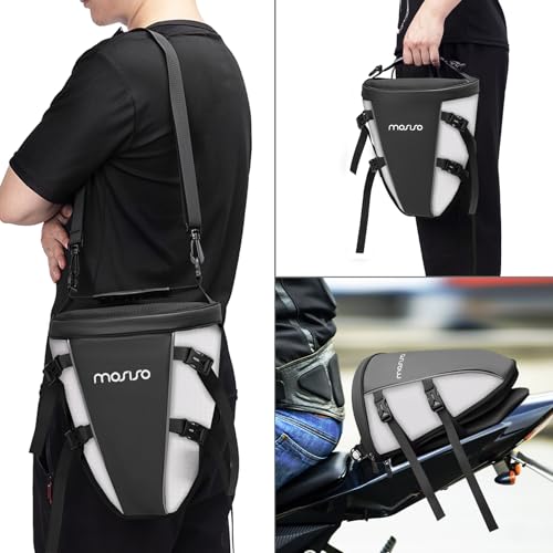 MOSISO Motorcycle Tail Bag Waterproof Polyester Storage Saddle Bag,White - color: White