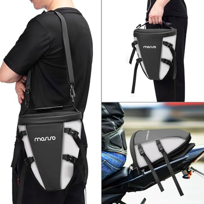 MOSISO Motorcycle Tail Bag Waterproof Polyester Storage Saddle Bag,White - color: White