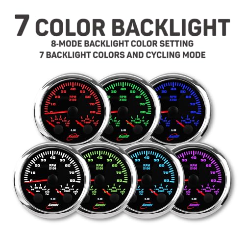 RACETECH 85mm 3in1 Tachometer Oil Pressure Water Temp Gauge - Black Dial - color: Black, size: 3in1 Tachometer Oil Pressure Water Temp