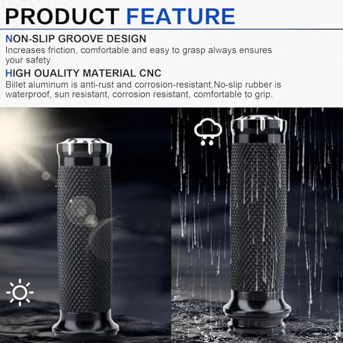 1 Inch/25mm Motorcycle Handlebar Grips Cable Throttle Hand Grips for Harley Touring Softail Dyna Sportster Street Glide Cruisers Choppers - color: black