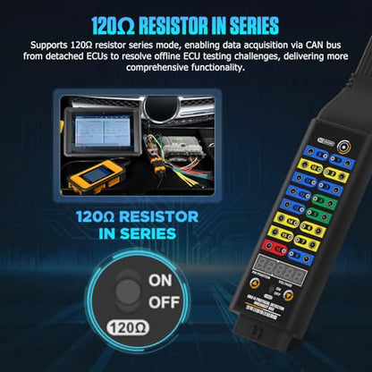OBD2 Breakout Box, OBDII Protocol Detector with 16-Pin Full Connection,120Ω CAN Resistor, 4mm Banana Jack Multi-Function Jumper for Automotive Diagnostics, ECU Testing,Power Ground Monitoring - style: OBD2 Breakout Box(Premium Version)