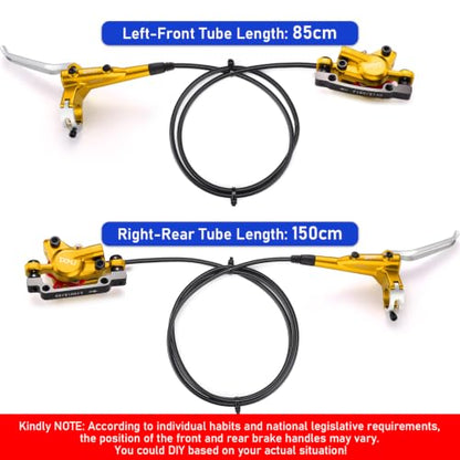 TOBWOLF Hydraulic Disc Brake Kit, Pre-Bled Dual Piston 160mm Rotors - color: Gold Hydraulic Disc Brake Set - Dual Piston