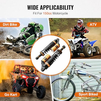 12.6" Universal Motorcycle Rear Air Shock Absorbers Adjustable - color: Gold