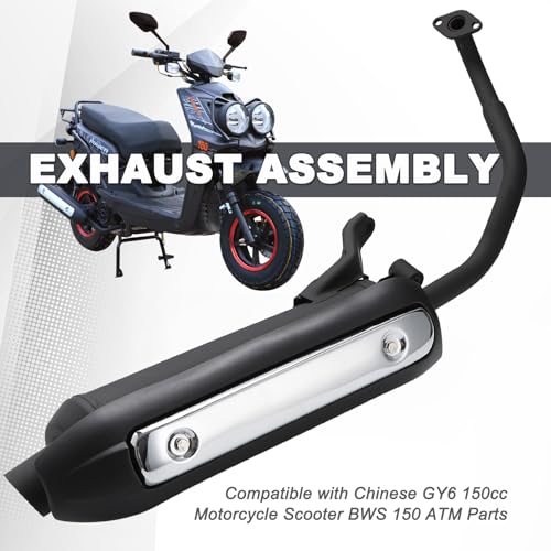 Minho Muffler Exhaust Header Tail Pipe Fits for Gy6 125cc 150cc TaoTao Vitacci Spark Zoom 150 Gas Engine Scooters Ideal for Moped Gator 150 f2 Riders