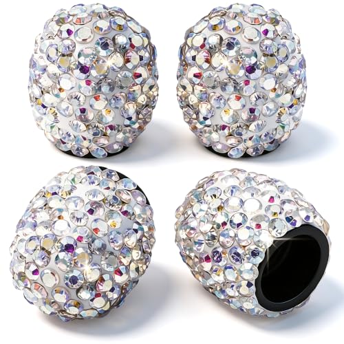 4PCS Bling Crystal Diamond Tire Stem Valve Caps, Dustproof Car Wheel Tire Valve Caps Universal Tire Valve Stem Covers for Cars, SUV, Trucks, Bikes, Motorcycles, Bicycles (AB Colorful) - color: AB - Colorful, size: 4 pcs