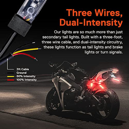 TRUE MODS 2pc 5" Red LED Motorcycle Turn Signal & Brake Tail Light Strip - size: 2pc 5", style: Red Tail Light
