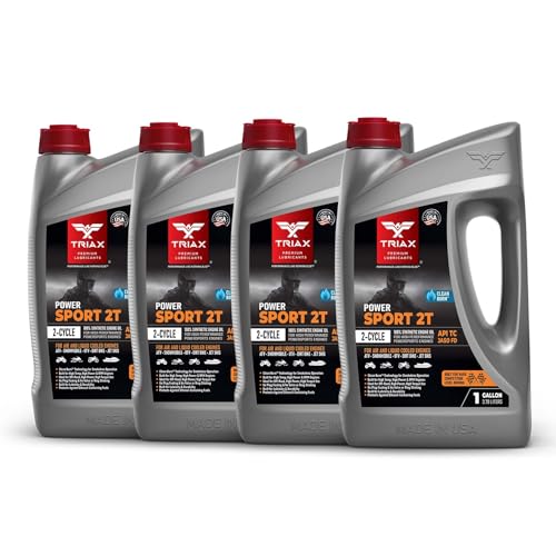 TRIAX Power Sport 2T Full Synthetic, All Season, 2 Cycle Engine Oil | For Powersports Premix & Direct Injector Engines in ATVs, UTVs, Snowmobiles, Wave Runners, JetSkis & Dirt Bikes (4 Gallon Pack) - size: 4 Gallon Pack