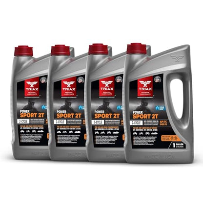 TRIAX Power Sport 2T Full Synthetic, All Season, 2 Cycle Engine Oil | For Powersports Premix & Direct Injector Engines in ATVs, UTVs, Snowmobiles, Wave Runners, JetSkis & Dirt Bikes (4 Gallon Pack) - size: 4 Gallon Pack