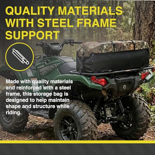 ATV Tek Arch Series Hunting and Fishing Expedition ATV/UTV Rear Rack Cargo Bag, Kings Mountain Shadow Camo, Waterproof ATV Bag with Spacious Compartments, Steel Frame Support.