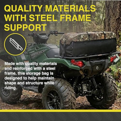 ATV Tek Arch Series Hunting and Fishing Expedition ATV/UTV Rear Rack Cargo Bag, Kings Mountain Shadow Camo, Waterproof ATV Bag with Spacious Compartments, Steel Frame Support.