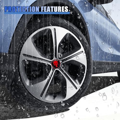 4PCS Skull Car Wheel Hub Center Cap Sticker, 2.2 Inch/56MM (Red) - color: Red
