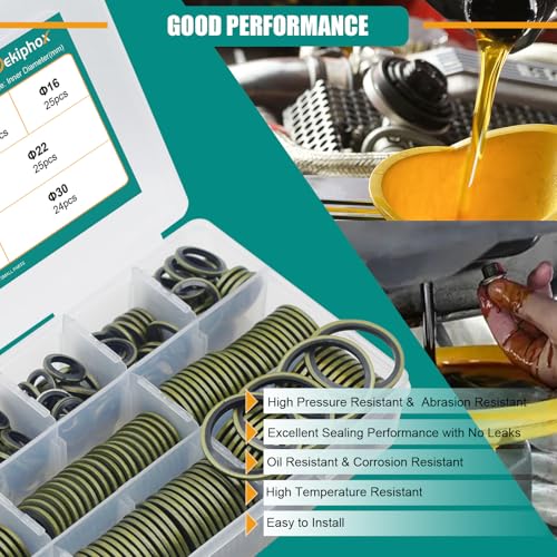 388 PCS 12 Sizes NBR Metal Bonded Sealing Washer Kit M6-M30 Automotive - color: 388pcs Sealing Washers