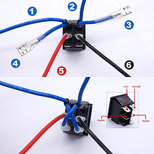 Weideer 12V Polarity Reverse Switch Momentary 6 Pin (ON)-Off-(ON) RV Jack Switch Motor Control Rocker Toggle with Jumper Wires - color: Not Waterproof, size: Momentary