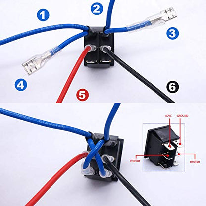 Weideer 12V Polarity Reverse Switch Momentary 6 Pin (ON)-Off-(ON) RV Jack Switch Motor Control Rocker Toggle with Jumper Wires - color: Not Waterproof, size: Momentary