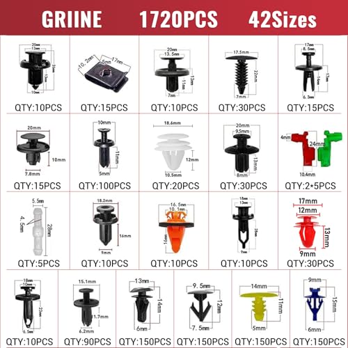2041 Pcs Bumper Clips Car Retainer Clips & Auto Fasteners Assortment Plastic Push Rivets Fender Clips - 42 Most Popular Sizes Door Trim Panel Clip Set for Toyota GM Ford Honda Chevy - size: 2041 Pcs