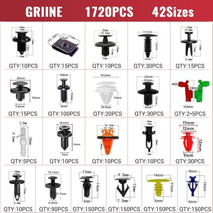 2041 Pcs Bumper Clips Car Retainer Clips & Auto Fasteners Assortment Plastic Push Rivets Fender Clips - 42 Most Popular Sizes Door Trim Panel Clip Set for Toyota GM Ford Honda Chevy - size: 2041 Pcs