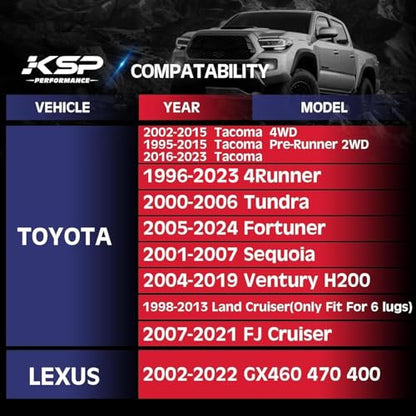 KSP 1.25 inch Wheel Spacers for Tacoma 4Runner 1996-2023, 6x5.5 Wide Spacer - color: Black, size: 1.25inch-tacoma1995-2023
