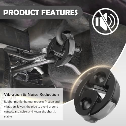 2PCS New Rubber Exhaust Hangers,Heavy Duty Rubber Muffler Hanger with 2 Holes 0.47 Inch,Universal Exhaust Hanger Rubbers Car Accessories for Vibration & Noise Reduction